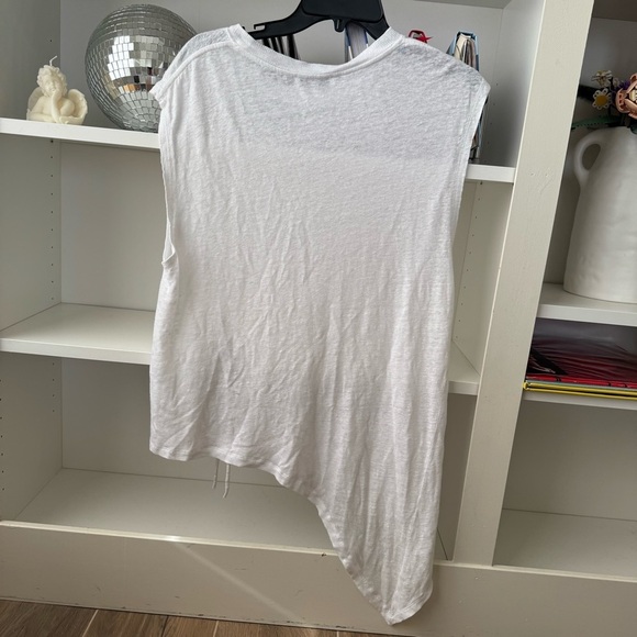 IRO White Karami Asymmetrical Lace Up Slub Linen Tank - Picture 8 of 9
